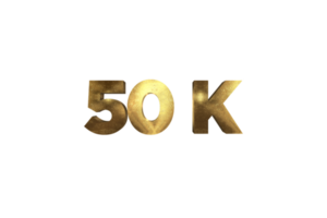 50 k subscribers celebration greeting Number with gold design png