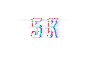 5 k subscribers celebration greeting Number with glitch design png