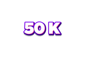 50 k subscribers celebration greeting Number with purple and pink design png