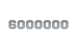 6000000 subscribers celebration greeting Number with metal engrave design png