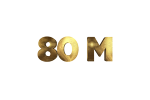 80 million subscribers celebration greeting Number with gold design png