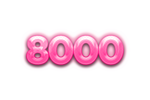 8000 subscribers celebration greeting Number with pink design png