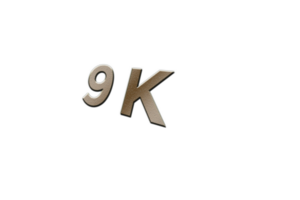 9 k subscribers celebration greeting Number with metal design png