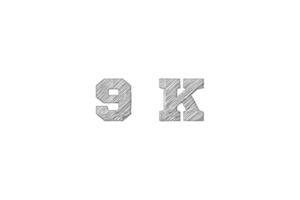 9 k subscribers celebration greeting Number with pencil sketch design png