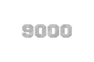 9000 subscribers celebration greeting Number with pencil sketch design png