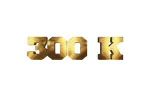 300 k subscribers celebration greeting Number with brass design png