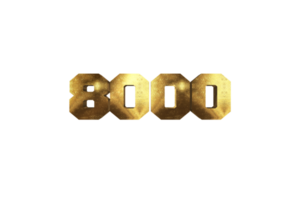 8000 subscribers celebration greeting Number with brass design png