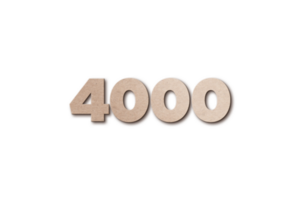 4000 subscribers celebration greeting Number with card board design png