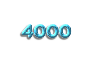 4000 subscribers celebration greeting Number with plastic design png