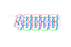 40000 subscribers celebration greeting Number with glitch design png