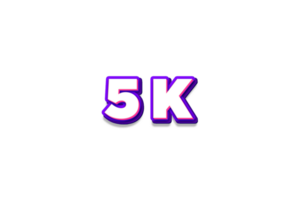 5 k subscribers celebration greeting Number with purple and pink design png