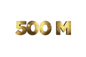 500 million subscribers celebration greeting Number with golden design png