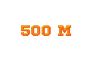 500 million subscribers celebration greeting Number with embossed design png