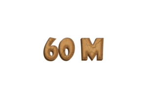 60 million subscribers celebration greeting Number with clay design png