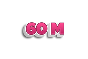 60 million subscribers celebration greeting Number with pink 3d design png