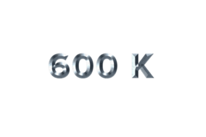 600 K iscritti celebrazione saluto numero con grigio metallo design png