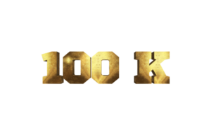 100 k subscribers celebration greeting Number with brass design png