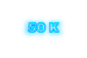 50 k  subscribers celebration greeting Number with glow design png