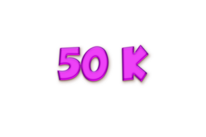 50 k subscribers celebration greeting Number with liquid design png