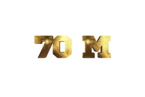 70 million subscribers celebration greeting Number with brass design png