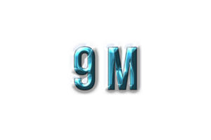 9 million subscribers celebration greeting Number with plastic design png