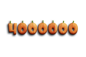 4000000 subscribers celebration greeting Number with pumpkin design png