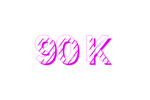 90 k subscribers celebration greeting Number with stripe design png