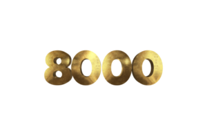 8000 subscribers celebration greeting Number with gold design png