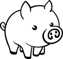 Black isolated outline icon of pig vector