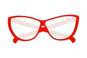 elegante estilizado lentes con transparente lentes en rojo marco. contento profesores día. con gafas hombre vector