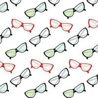 Seamless pattern of elegant glasses with clear and multi colored lenses and frames. Vector. EPS vector