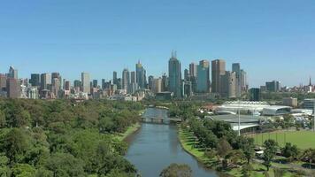 Melbourne City Australia and Yarra River Aerial Reveal video