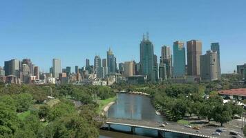 Melbourne City Australia and Yarra River Aerial Reveal video