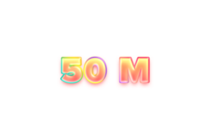 50 million subscribers celebration greeting Number with candy color design png