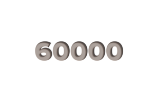 60000 subscribers celebration greeting Number with wooden engraved design png