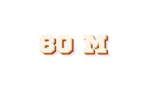 80 million subscribers celebration greeting Number with retro 2 design png