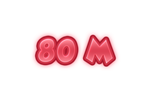 80 million subscribers celebration greeting Number red embossed with design png