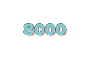 8000 subscribers celebration greeting Number with unique design png