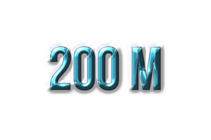 200 million subscribers celebration greeting Number with plastic design png