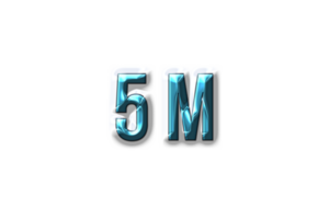 5 million subscribers celebration greeting Number with plastic design png