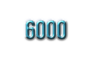 6000 subscribers celebration greeting Number with plastic design png