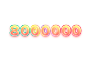 8000000 subscribers celebration greeting Number candy color with design png