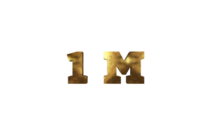 1 million subscribers celebration greeting Number with brass design png