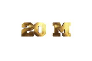 20 million subscribers celebration greeting Number with brass design png