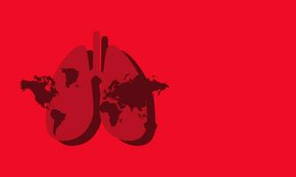 vector world no tobacco day concept red background with lungs and copy space. Horizontal banner