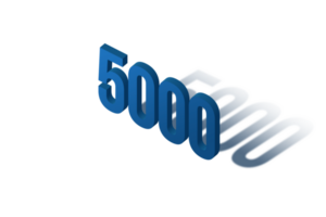 5000 subscribers celebration greeting Number with isomatric design png