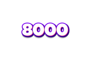 8000 subscribers celebration greeting Number with purple and pink design png