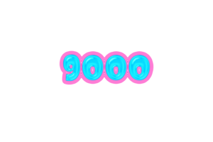 9000 subscribers celebration greeting Number with jelly design png