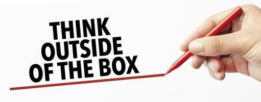 think outside of the box on white background photo