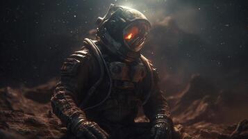 apocalyptic astronaut, digital art illustration, photo